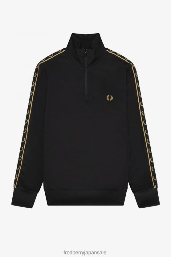 テープ付きハーフジップトラックトップ 男性 Fred Perry 黒金 F0R40211 衣類