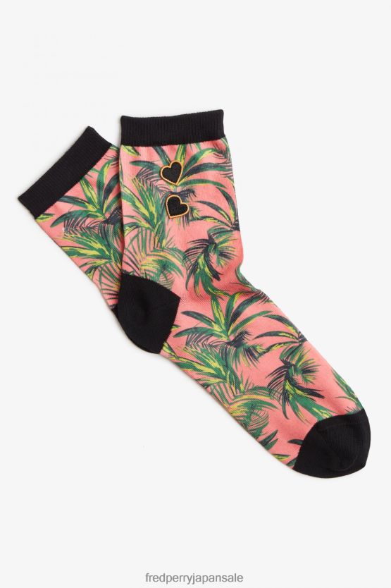 手のひら柄の靴下 ユニセックス Fred Perry サンゴの熱 F0R402122 アクセサリー
