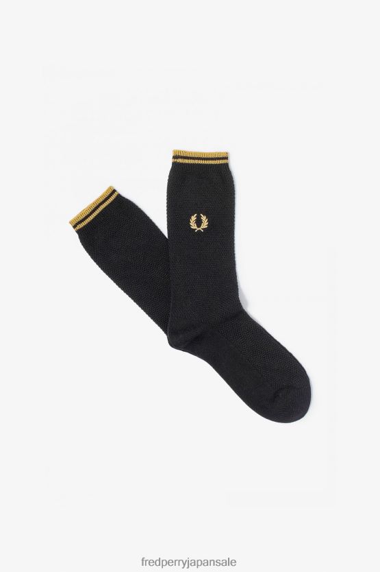 先付き靴下 ユニセックス Fred Perry ブラック/シャンパン F0R402123 アクセサリー