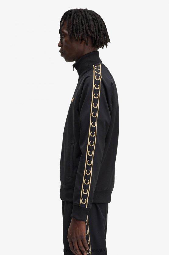 コントラストテープトラックジャケット 男性 Fred Perry 黒金 F0R40213 衣類