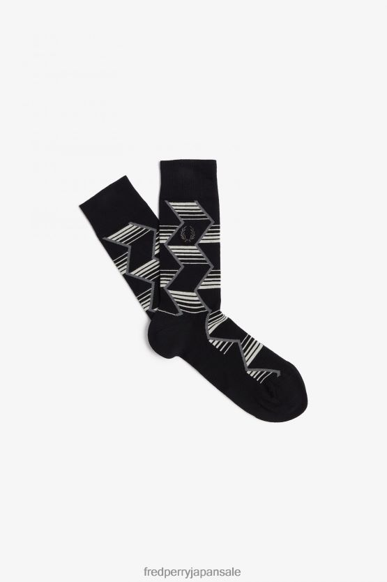 シェブロンストライプソックス ユニセックス Fred Perry 黒 F0R402130 アクセサリー