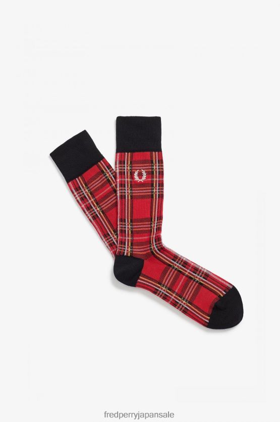 ロイヤルスチュワートのタータンチェックソックス ユニセックス Fred Perry ブラック/シャンパン F0R402133 アクセサリー