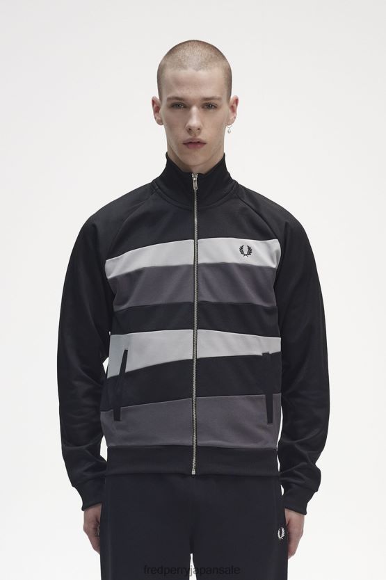 コントラストパネル トラックジャケット 男性 Fred Perry 黒 F0R40219 衣類