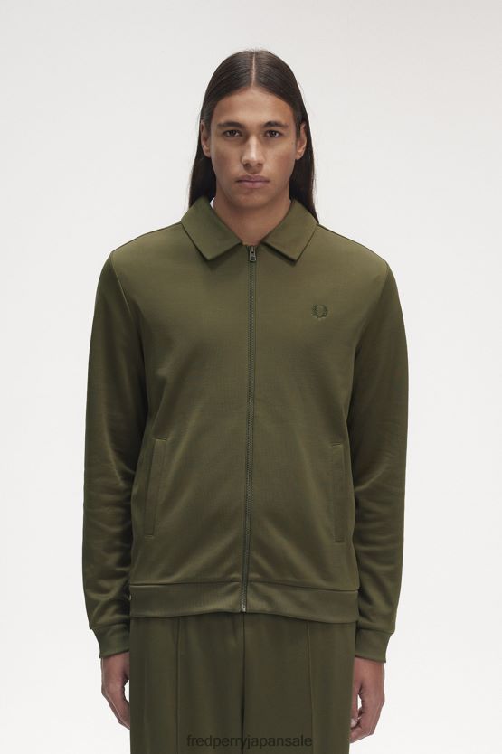 襟付きジップスルートラックジャケット 男性 Fred Perry ユニフォームグリーン F0R40223 衣類