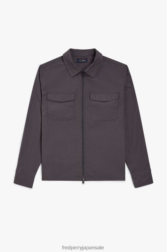 テクスチャードジップスルー オーバーシャ​​ツ 男性 Fred Perry ガンメタル F0R402230 衣類