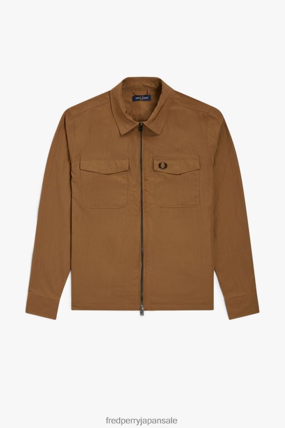 テクスチャードジップスルー オーバーシャ​​ツ 男性 Fred Perry 影のある石 F0R402231 衣類