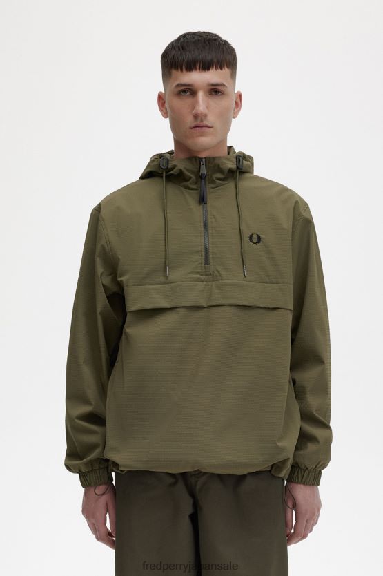 シアサッカー ハーフジップジャケット 男性 Fred Perry ユニフォームグリーン F0R402245 衣類