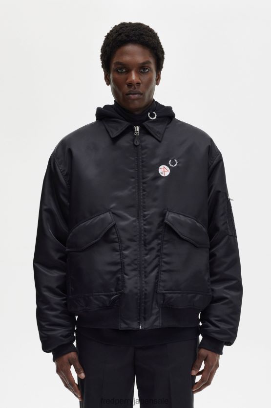 プリントされたフライトジャケット 男性 Fred Perry 黒 F0R402247 衣類