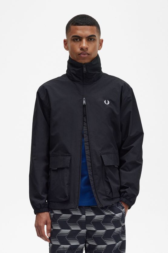 パッチポケット ジップスルー ジャケット 男性 Fred Perry 黒 F0R402249 衣類