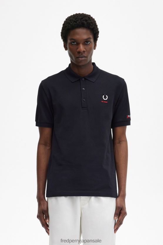 プリントスリーブポロシャツ 男性 Fred Perry 黒 F0R402344 衣類