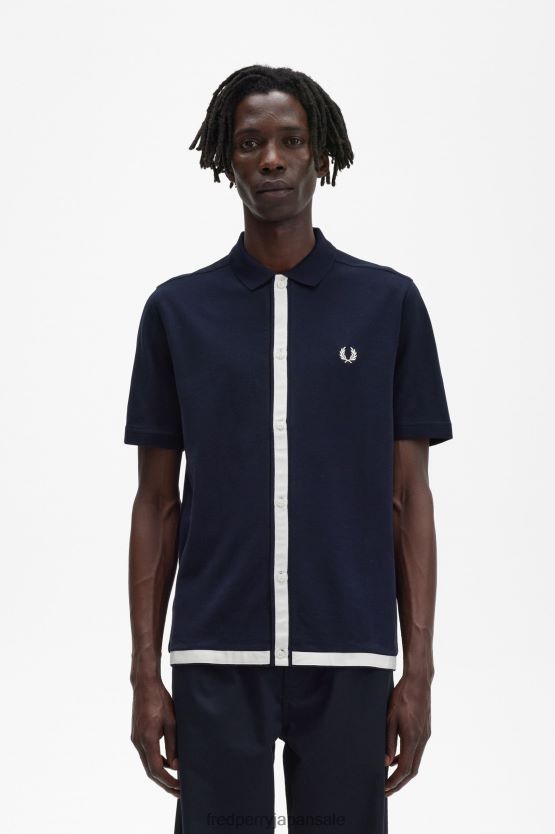 テープディテール ポロシャツ 男性 Fred Perry 海軍 F0R402357 衣類