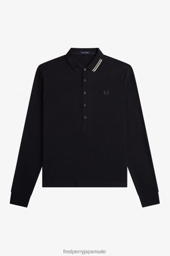 ハニカムテクスチャーポロシャツ 男性 Fred Perry 黒 F0R402371 衣類