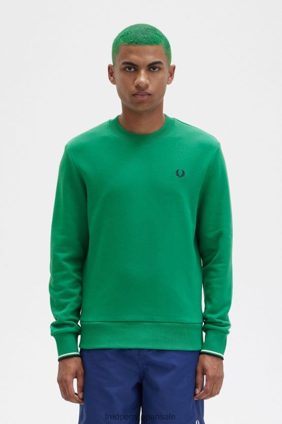 クルーネックスウェットシャツ 男性 Fred Perry 緑 F0R402382 衣類
