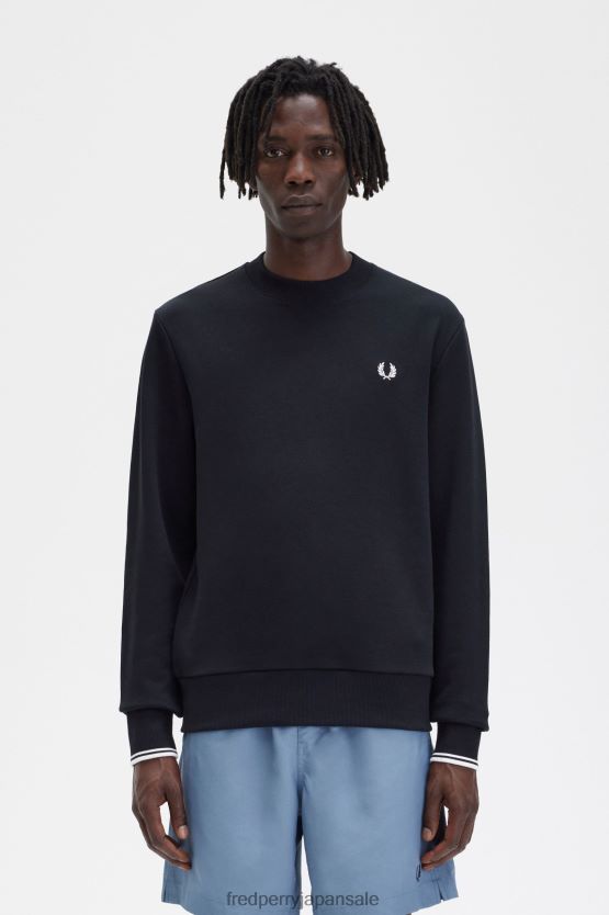 クルーネックスウェットシャツ 男性 Fred Perry 黒 F0R402392 衣類
