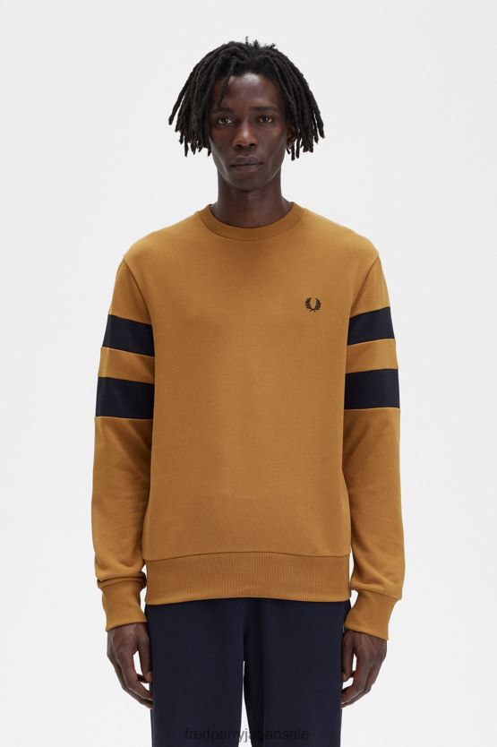 チップスリーブスウェットシャツ 男性 Fred Perry ダークキャラメル F0R402398 衣類
