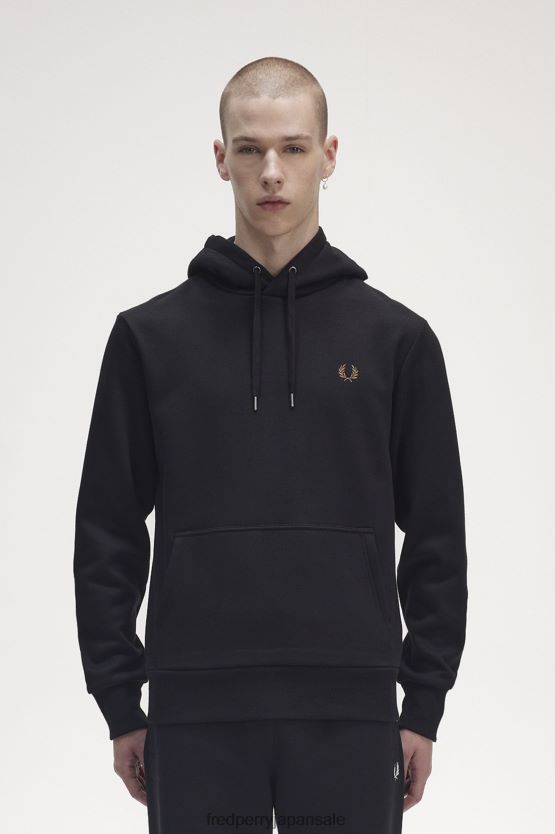 月桂冠 フード付きスウェットシャツ 男性 Fred Perry 黒 F0R402400 衣類