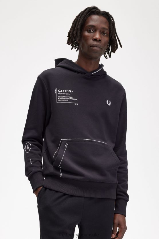 プリントフード付きスウェットシャツ 男性 Fred Perry 黒 F0R402406 衣類