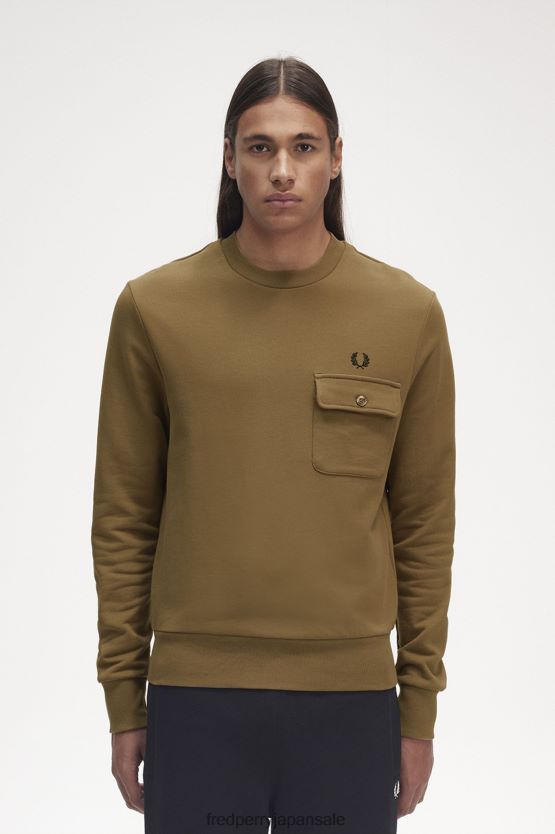 ポケットディテール クルーネック スウェットシャツ 男性 Fred Perry 影のある石 F0R402412 衣類