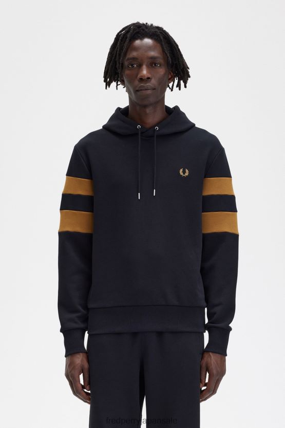 チップスリーブ フード付きスウェットシャツ 男性 Fred Perry 黒 F0R402413 衣類