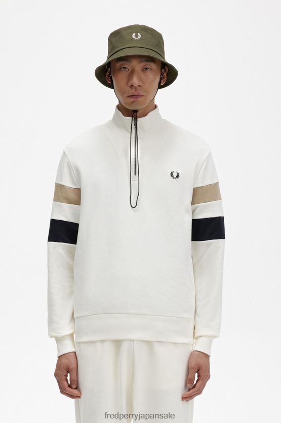 チップスリーブ ハーフジップ スウェットシャツ 男性 Fred Perry 生成り F0R402416 衣類