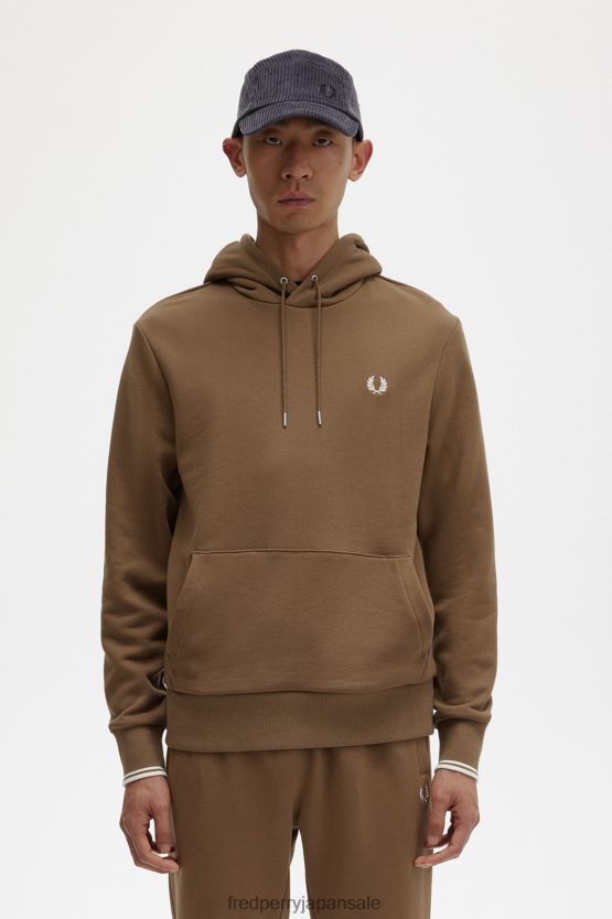 チップ付きフード付きスウェットシャツ 男性 Fred Perry シェードストーン/エクリュ F0R402420 衣類