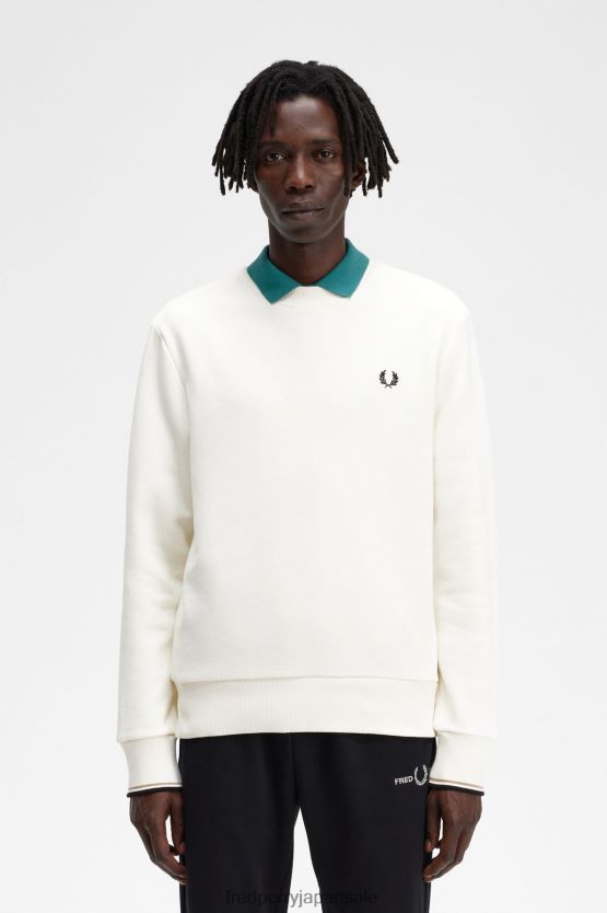 クルーネックスウェットシャツ 男性 Fred Perry 生成り F0R402425 衣類