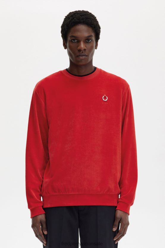 ベロアスウェットシャツ 男性 Fred Perry 黒 F0R402429 衣類