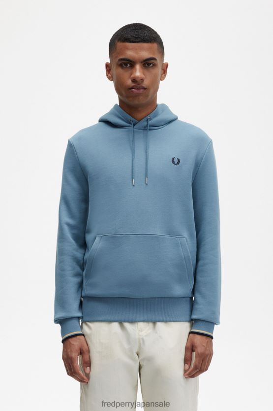 チップ付きフード付きスウェットシャツ 男性 Fred Perry アッシュブルー F0R402431 衣類