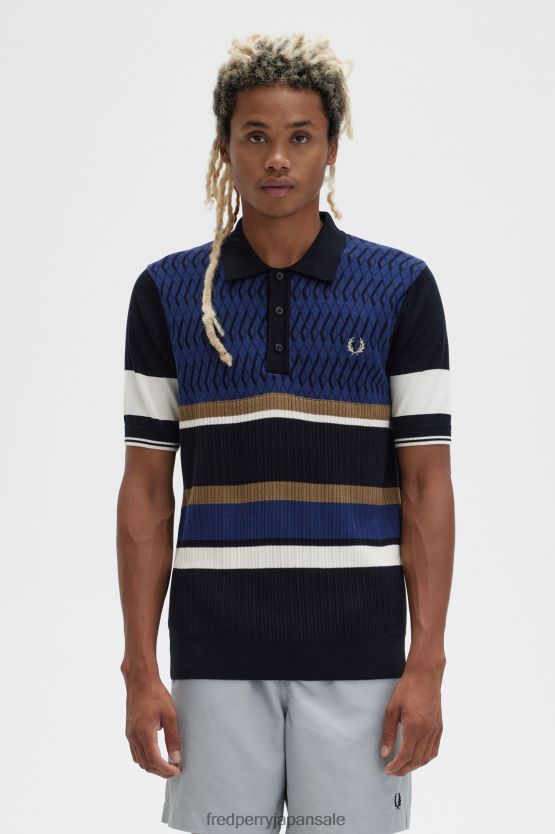 アーガイルパネル ニットシャツ 男性 Fred Perry フランス海軍 F0R402435 衣類