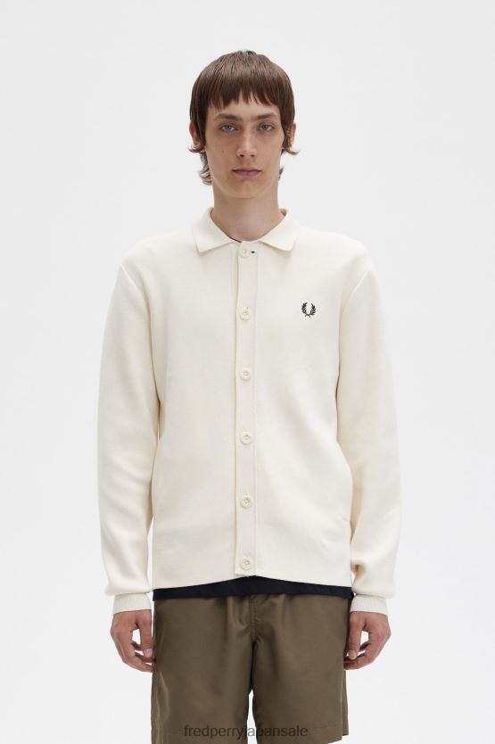 ボタンスルーニットシャツ 男性 Fred Perry 生成り F0R402440 衣類