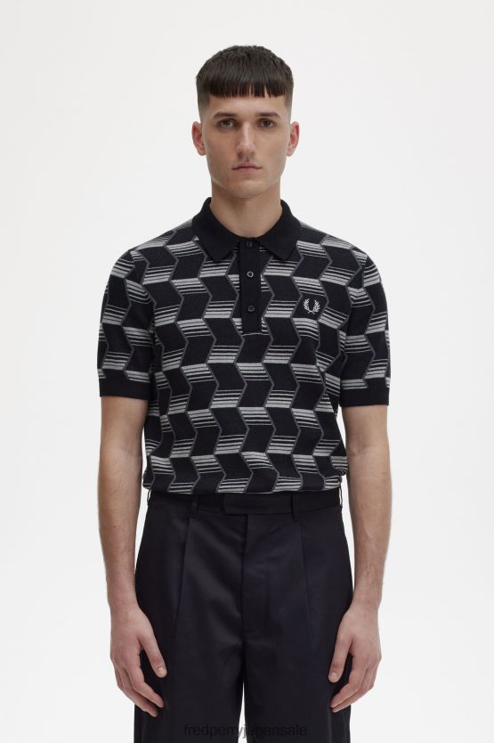 シェブロンストライプ ニットシャツ 男性 Fred Perry 影のある石 F0R402442 衣類