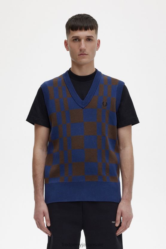 チェック柄ニットタンク 男性 Fred Perry フランス海軍 F0R402452 衣類