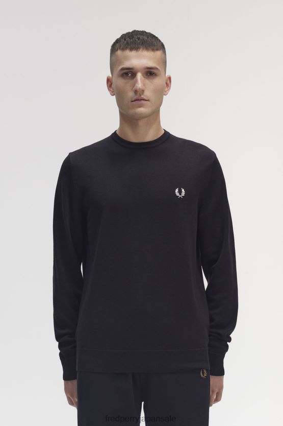 クラシックなクルーネックセーター 男性 Fred Perry 黒 F0R402455 衣類