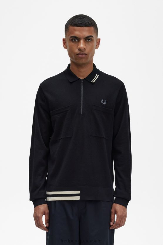 ハーフジップニットシャツ 男性 Fred Perry オートミール F0R402467 衣類