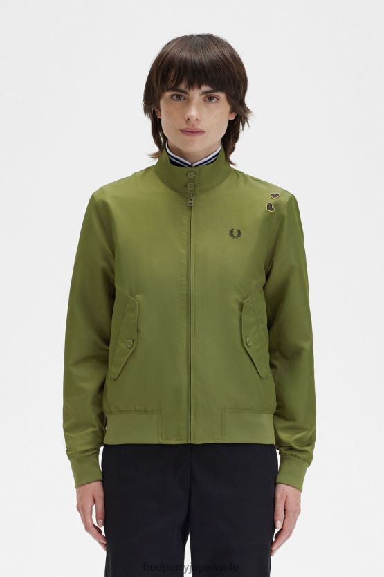 プリント裏地 ジップスルージャケット 女性 Fred Perry パーカーグリーン F0R402593 衣類