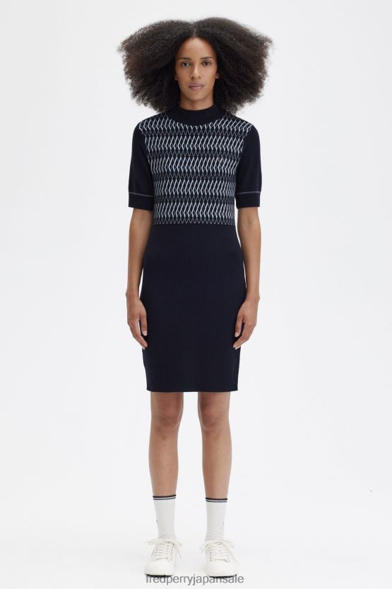 ジャカードニットドレス 女性 Fred Perry 海軍 F0R402605 衣類