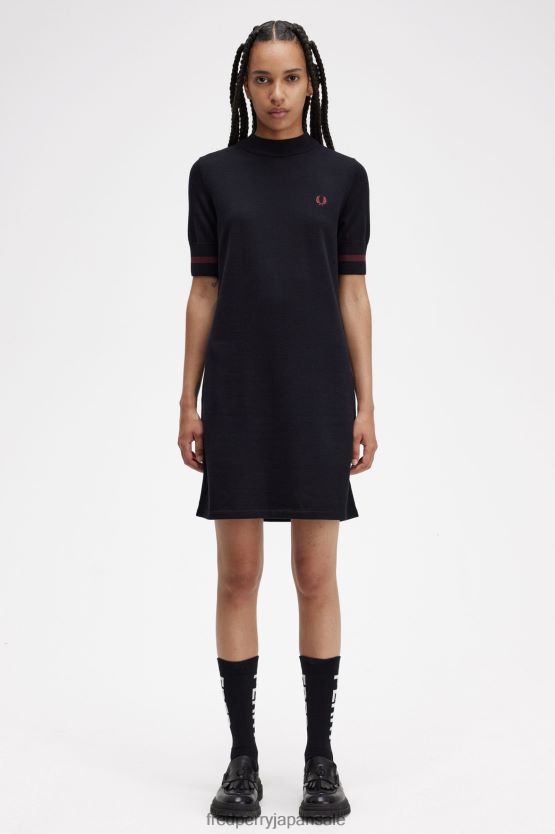 チップカフニットドレス 女性 Fred Perry 黒 F0R402620 衣類
