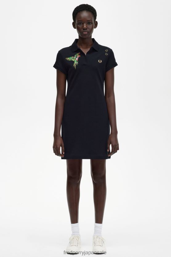 刺繍ピケドレス 女性 Fred Perry 黒 F0R402621 衣類