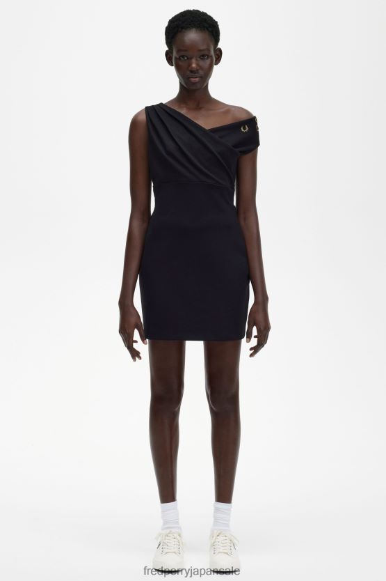 オフショルダードレス 女性 Fred Perry 黒 F0R402623 衣類