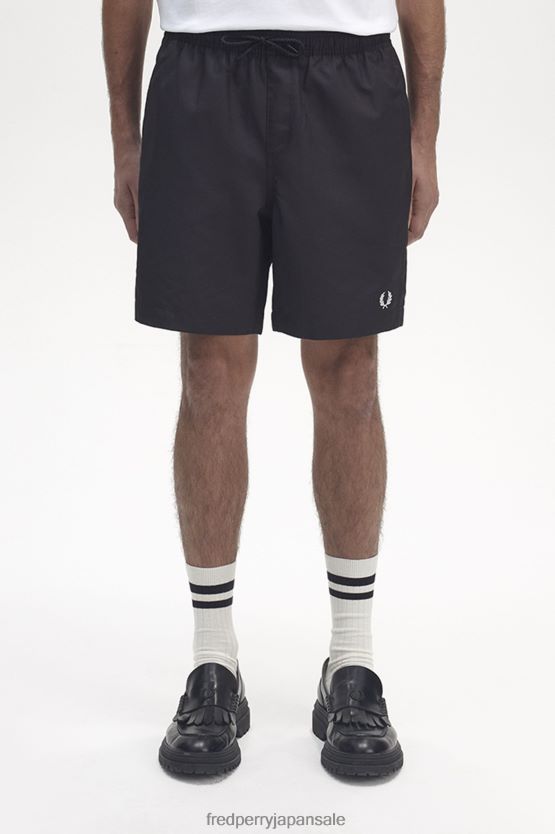 クラシックな水着 男性 Fred Perry 黒 F0R40263 衣類