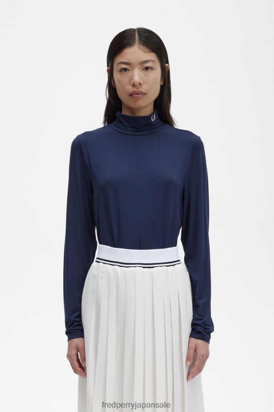 ロールネックトップ 女性 Fred Perry 海軍 F0R402663 衣類