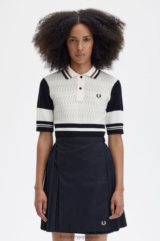 ジャカードニットシャツ 女性 Fred Perry 生成り F0R402669 衣類