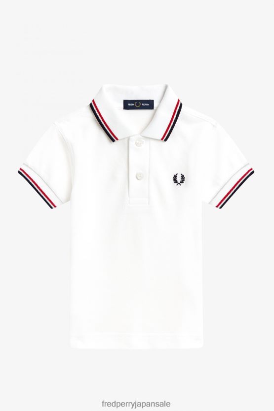私の最初のシャツ 子供たち Fred Perry ホワイト/ブライトレッド/ネイビー F0R402704 衣類