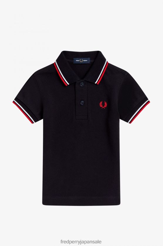 私の最初のシャツ 子供たち Fred Perry ネイビー/ホワイト/レッド F0R402705 衣類