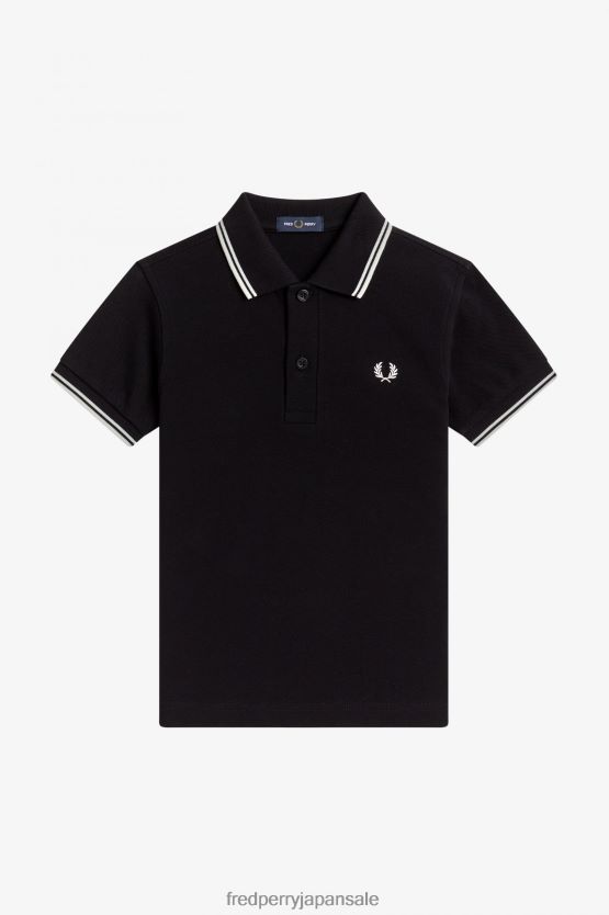 K ツインチップシャツ 子供たち Fred Perry 黒、白 F0R402708 衣類