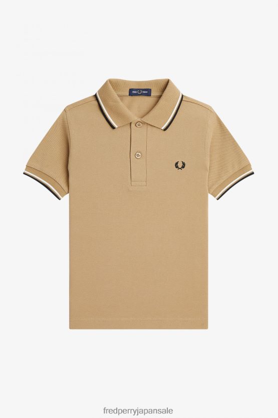 K ツインチップシャツ 子供たち Fred Perry ウォームストーン/スノーホワイト/ブラック F0R402710 衣類