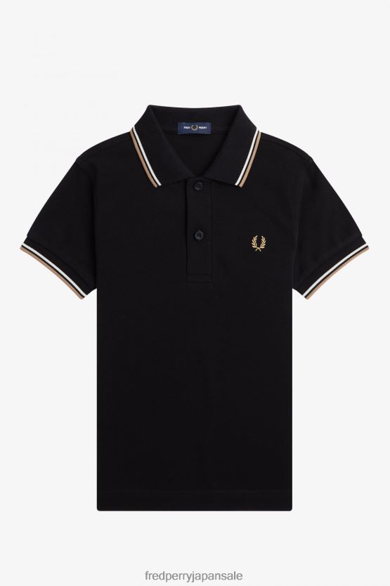 K ツインチップシャツ 子供たち Fred Perry ブラック/白雪姫/ウォームストーン F0R402711 衣類