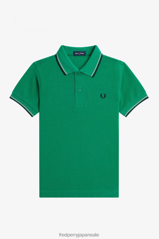 K ツインチップシャツ 子供たち Fred Perry グリーン/シーグラス/ネイビー F0R402712 衣類