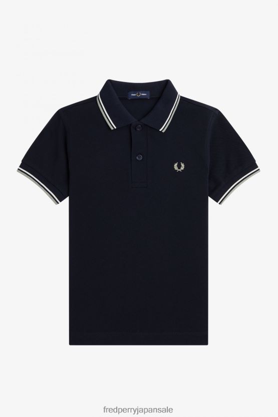 K ツインチップシャツ 子供たち Fred Perry ネイビー/白雪姫/シーグラス F0R402713 衣類