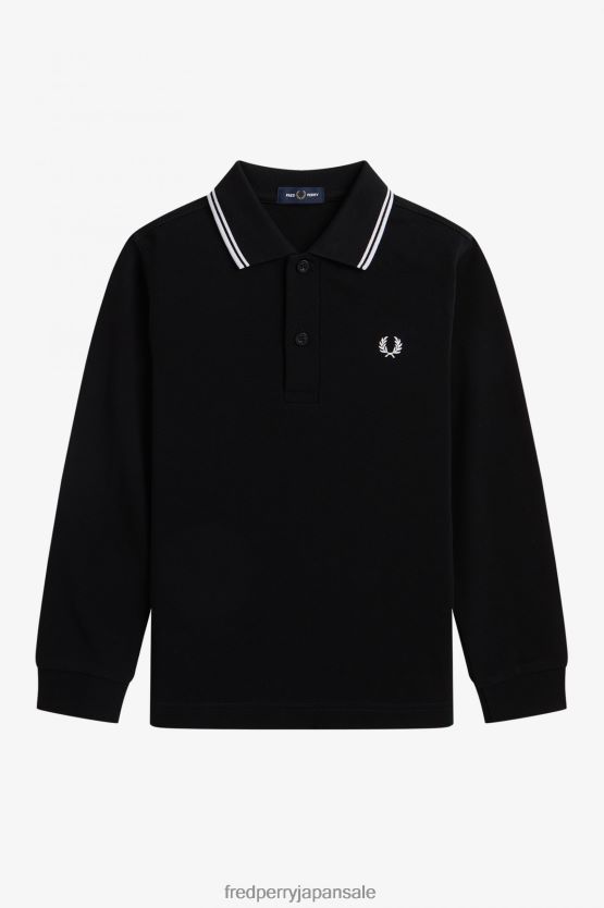 K 長袖ツインチップシャツ 子供たち Fred Perry ネイビー/ホワイト/レッド F0R402715 衣類